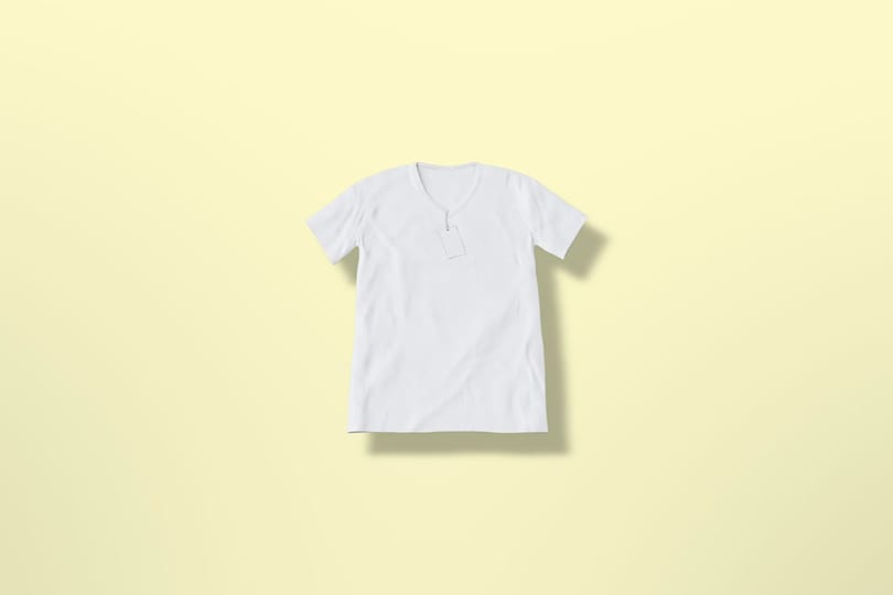 Image Male White T-Shirt Mockup on Yellow Background