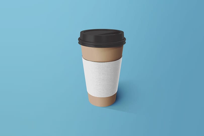 Image Paper Cup Mockup On Blue Background