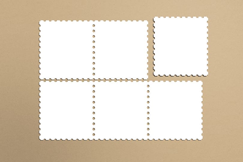 Image Postage Stamp Mockup Beige Background