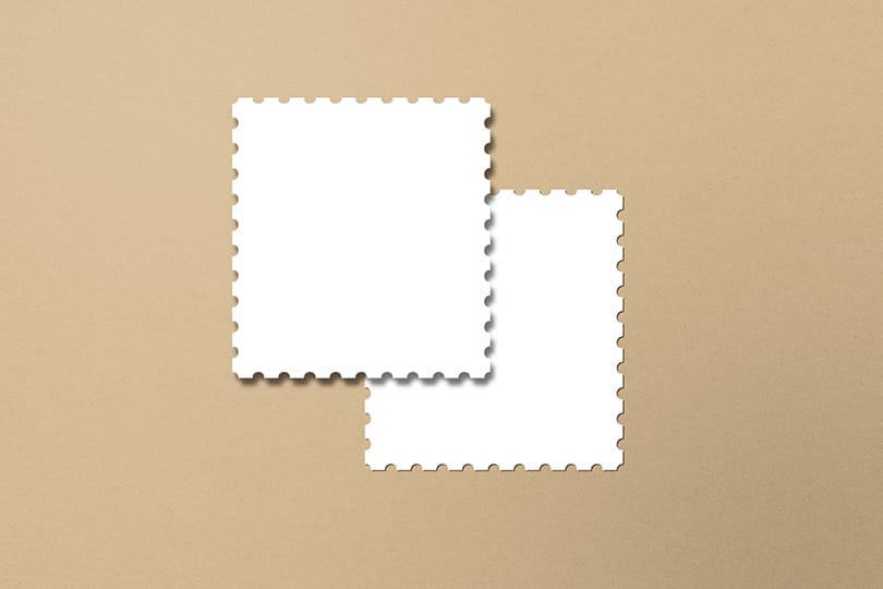 Image Postage Stamp Mockup Double on Beige background