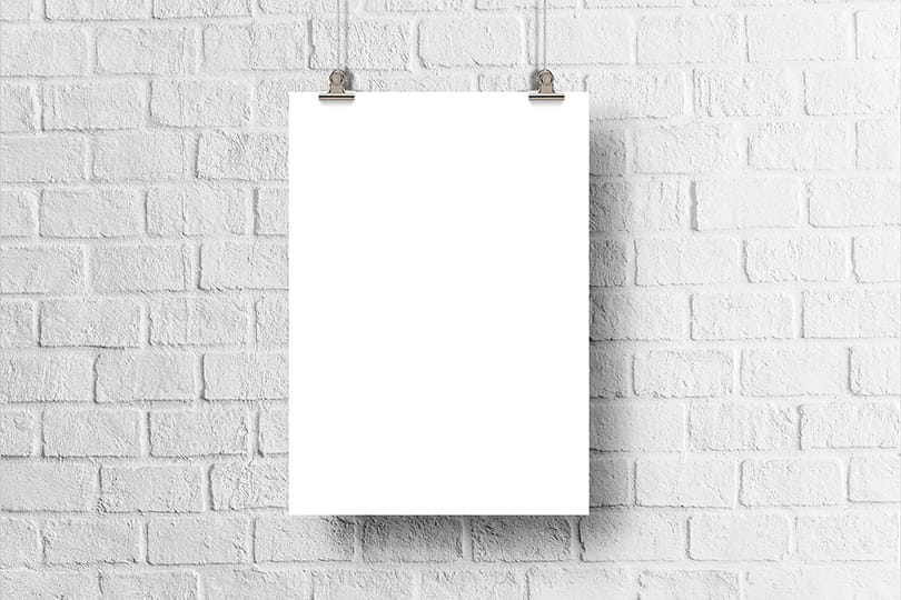 Image Poster Mockup on Minimalist White Brick Wall