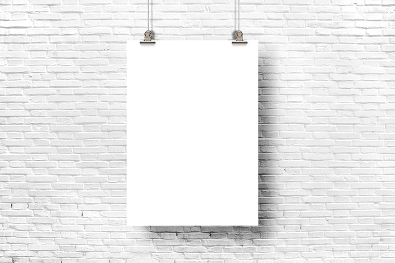 Image Poster Mockup on White Brick Backdrop