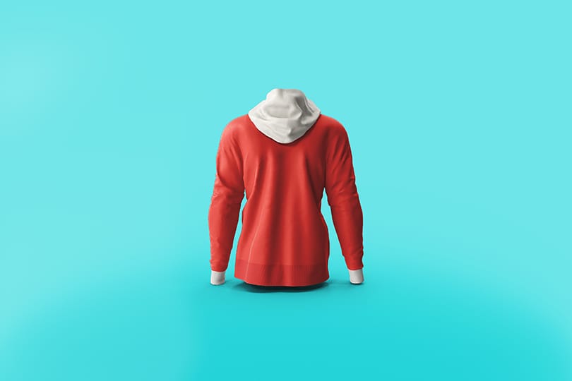 Image Red Hoodie With Blue Background Back Mockup