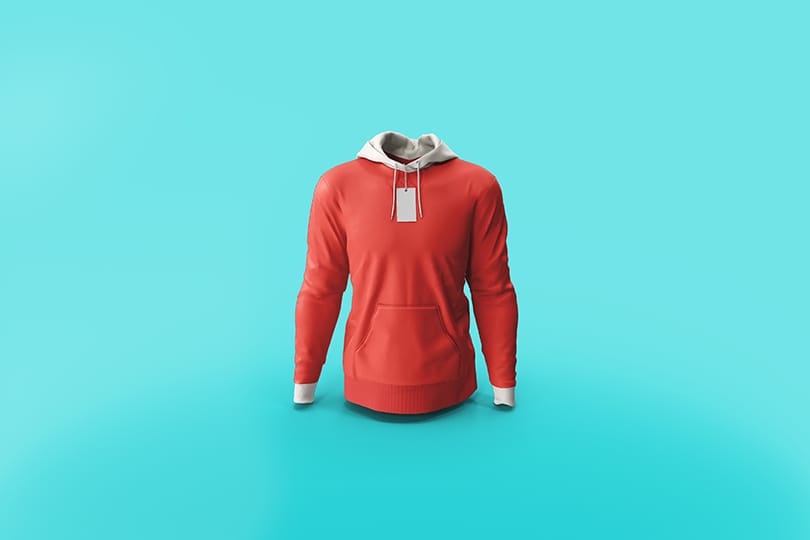 Image Red Hoodie With Blue Background Front Mockup