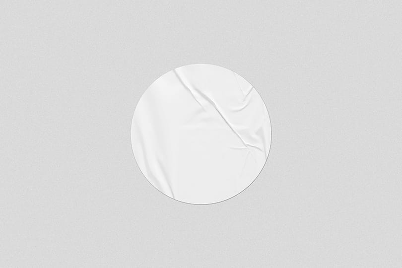 Image Rounded Sticker Mockup on Light Gray Background