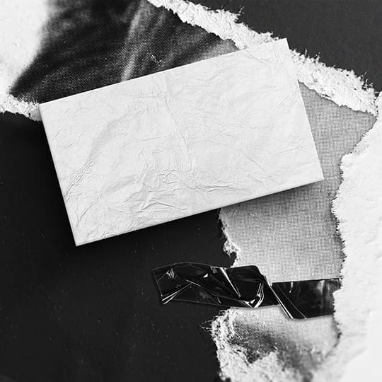 Image Textured Business Card On Torn Paper Piece Mockup