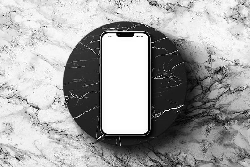 Image iPhone 13 Pro Mockup on Elegant Marble Background