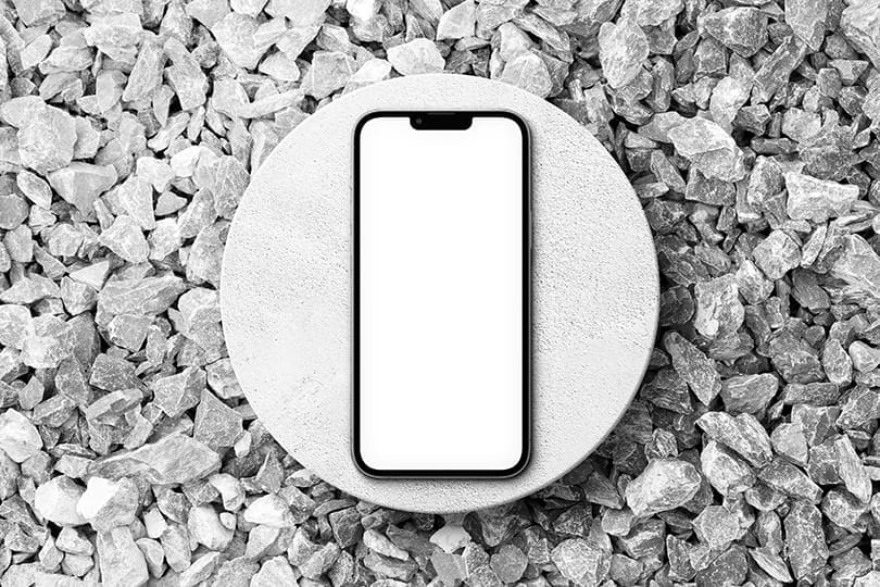 Image iPhone 13 Pro Mockup on Gravel Background