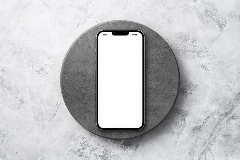 Image iPhone 13 Pro Mockup on Grey Marble Background