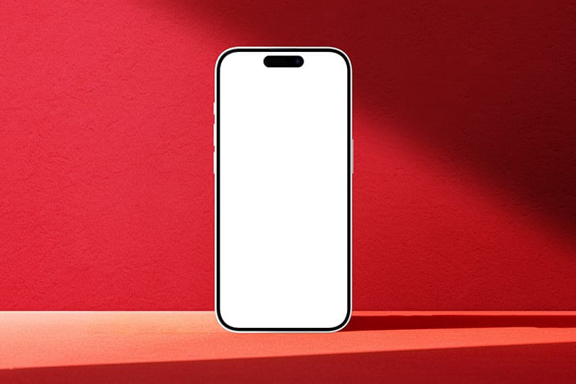 Image iPhone 15 Pro Mockup with Red Background