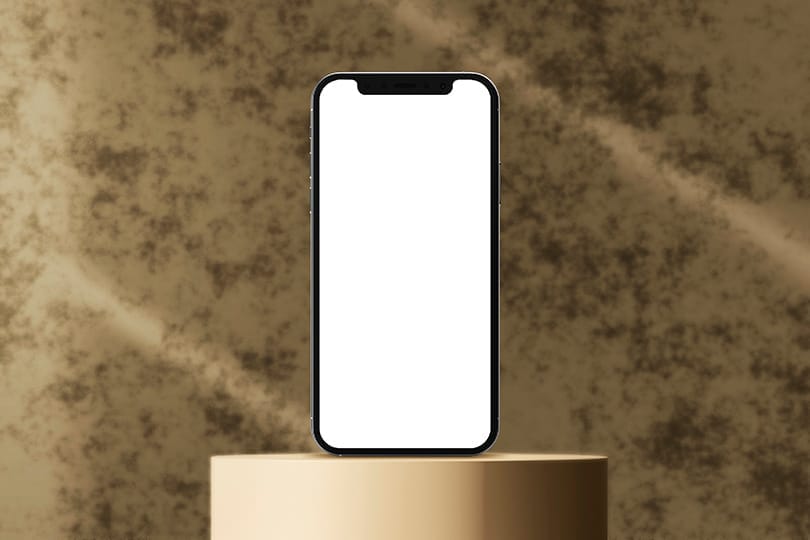 Image iPhone Mockup on Bronze Textured Background