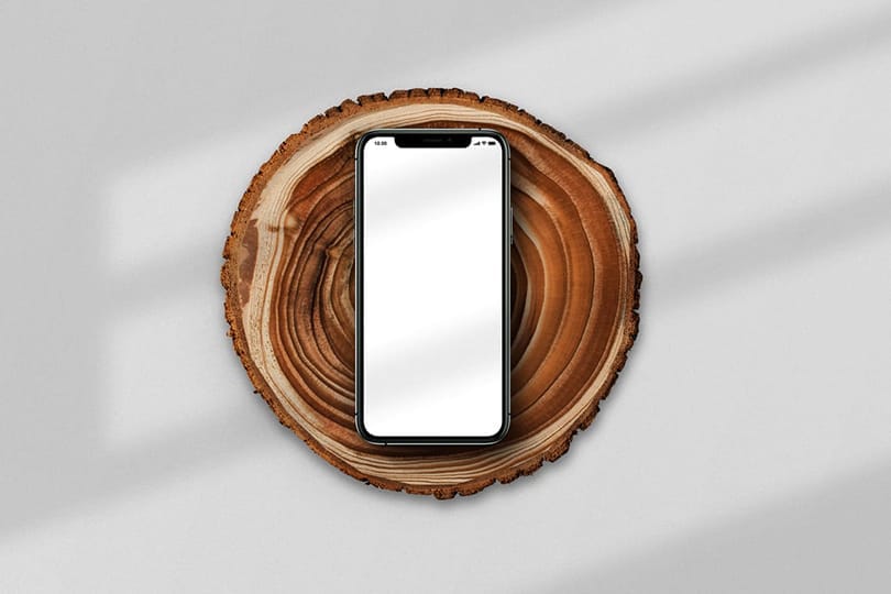 Image iPhone Mockup on Chopped Wood