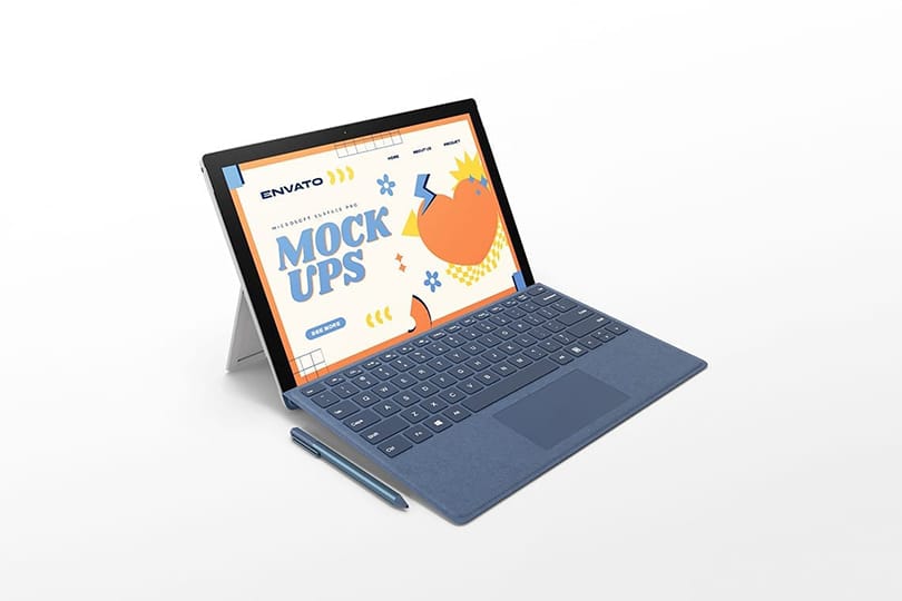 Photoshop Left View of Microsoft Surface Pro Laptop Mockup