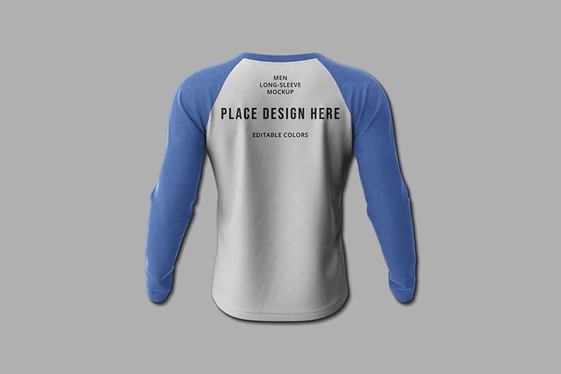 Photoshop Long Sleeve T-Shirt Mockup with Back View