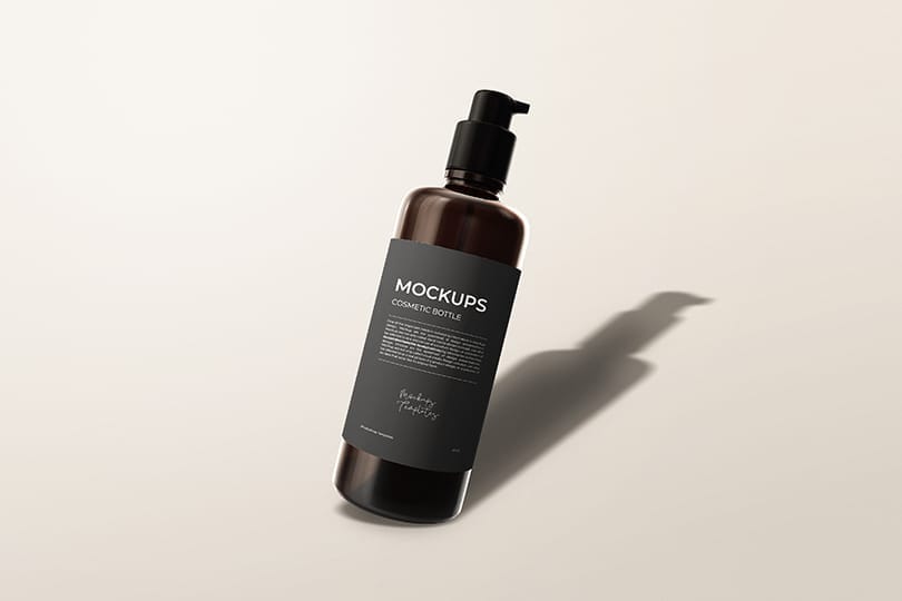 Photoshop Luxury Shadow Cosmetic Bottle Mockup on Neutral background