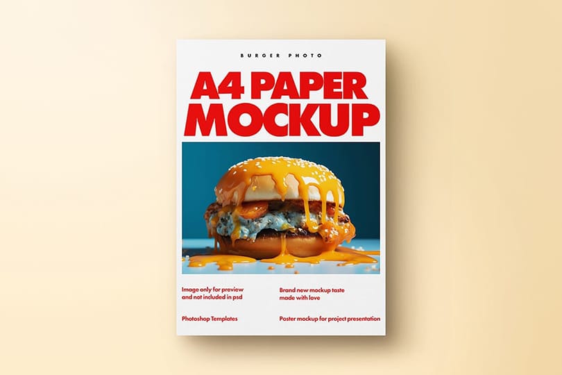 Photoshop Minimal Burger Single Poster Mockup