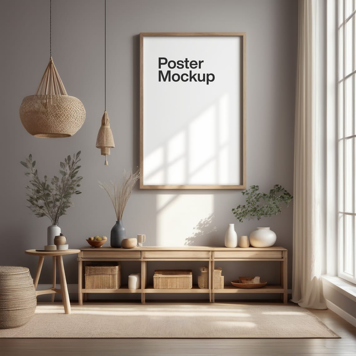 Photoshop Natural Interior Frame Poster Mockup