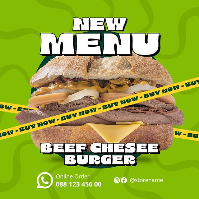 New Menu Beef Chesee Burger Instagram Post