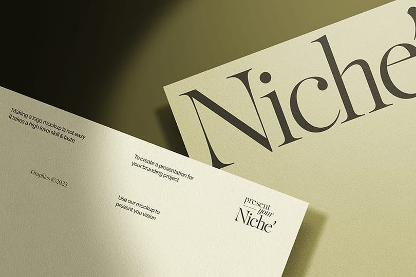 Photoshop Niche Green Branding Paper Logo Mockup