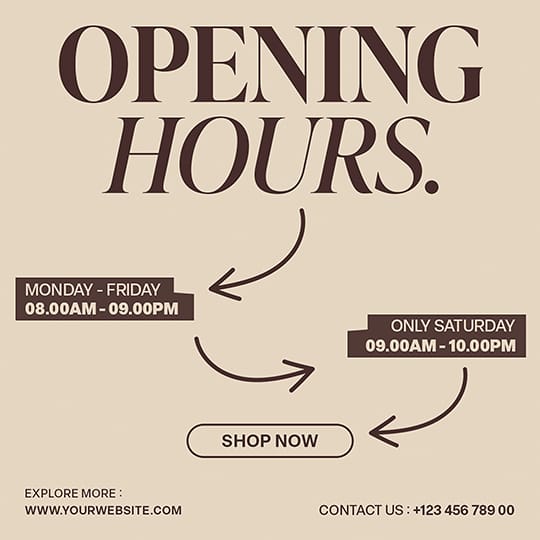 Photoshop Opening Hours Fashion Instagram Post