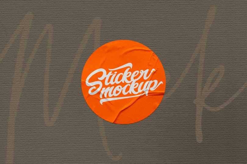 Photoshop Orange Sticker Mockup