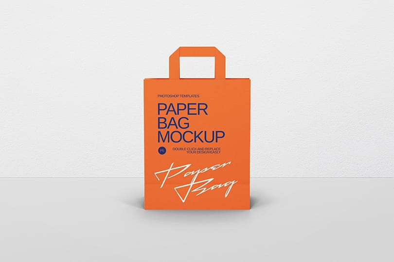 Photoshop Paper Bag Mockup on Gray Background