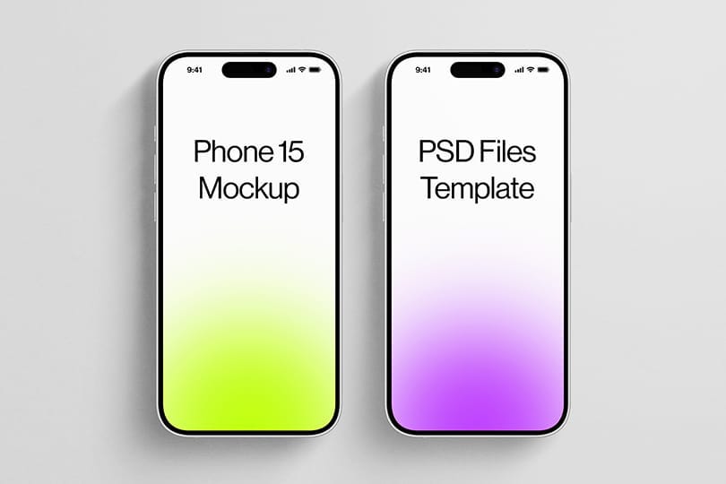 Photoshop Phone 15 Pro Mockup on Gray Background