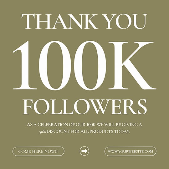 Photoshop Thank You 100K Followers Beauty Instagram Post