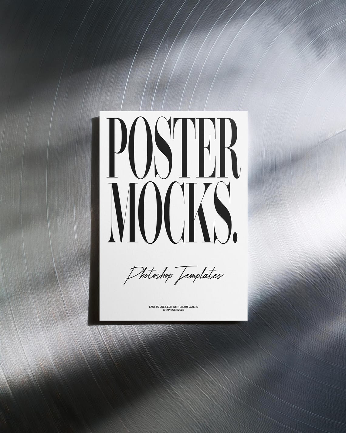 Photoshop Poster Mockup on Clean Metal