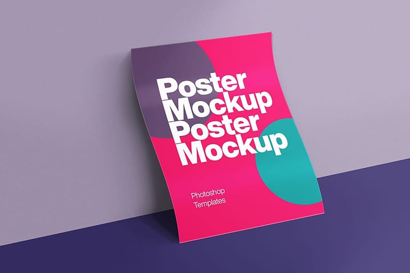 Photoshop Purple Creative Geometric Poster Mockup