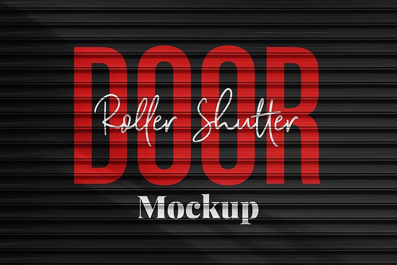 Photoshop Realistic Black Roller Shutter Door Mockup