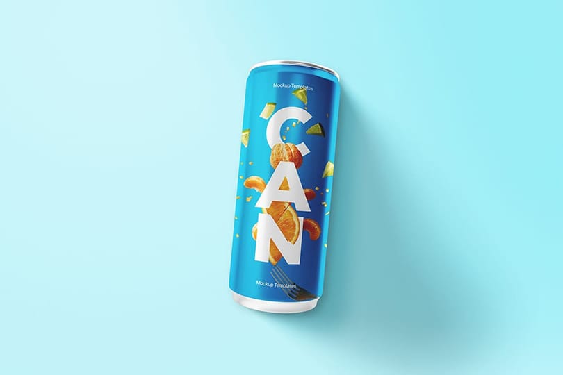 Photoshop Realistic Soda Can Mockup with Drop Shadow