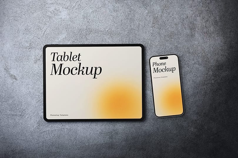 Photoshop Realistic Tablet & Phone Mockup