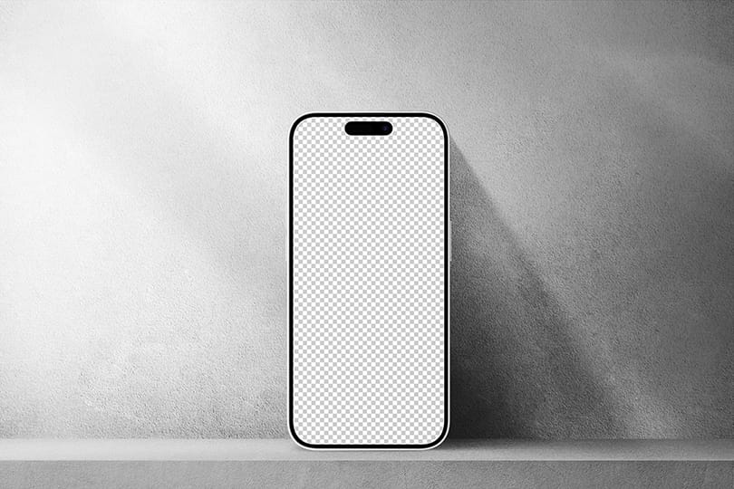 PNG Realistic iPhone Mockup on Wall