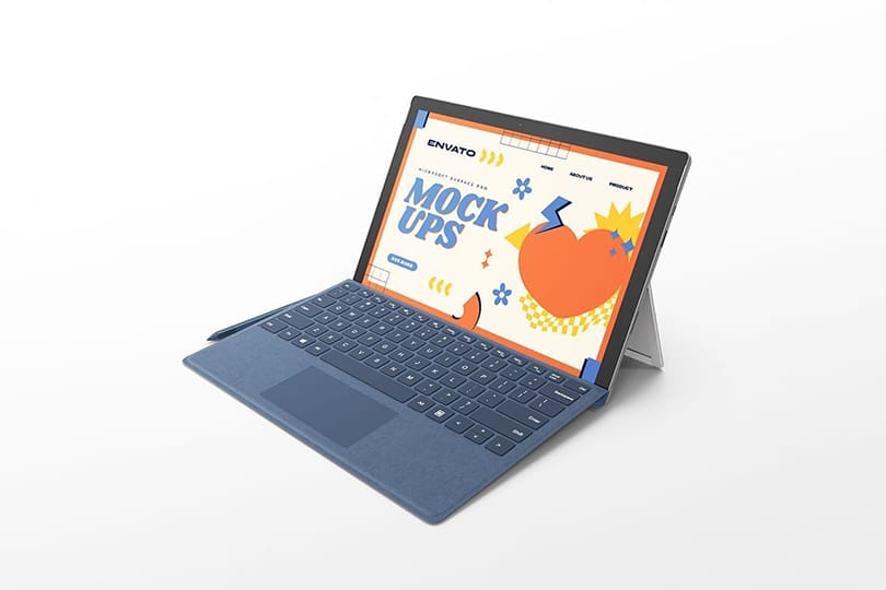 Photoshop Right View of Microsoft Surface Pro Laptop Mockup