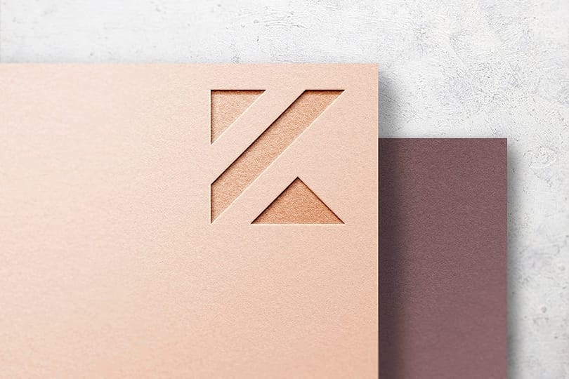 Photoshop Rose Gold Debossed Paper Logo Mockup