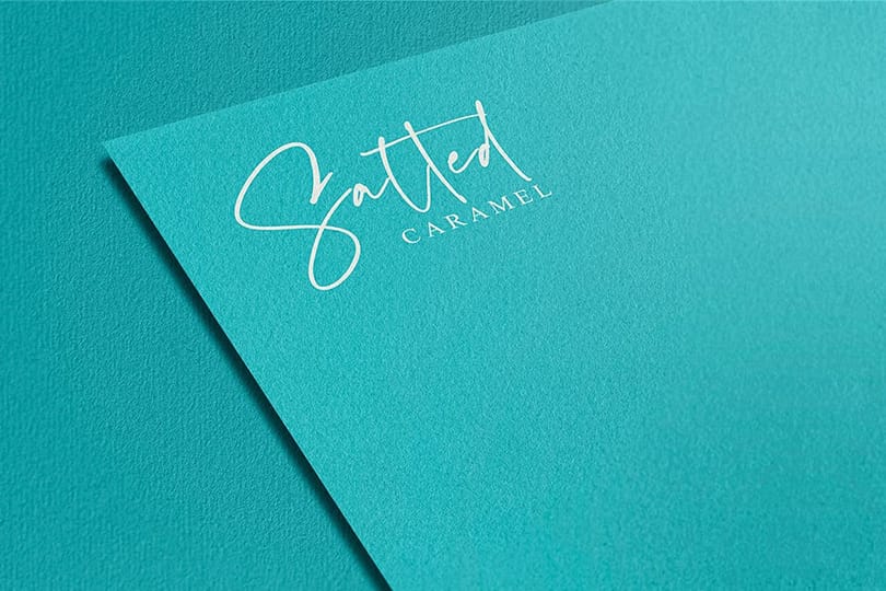 Photoshop Salted Caramel Verdigis Color Paper Logo Mockup