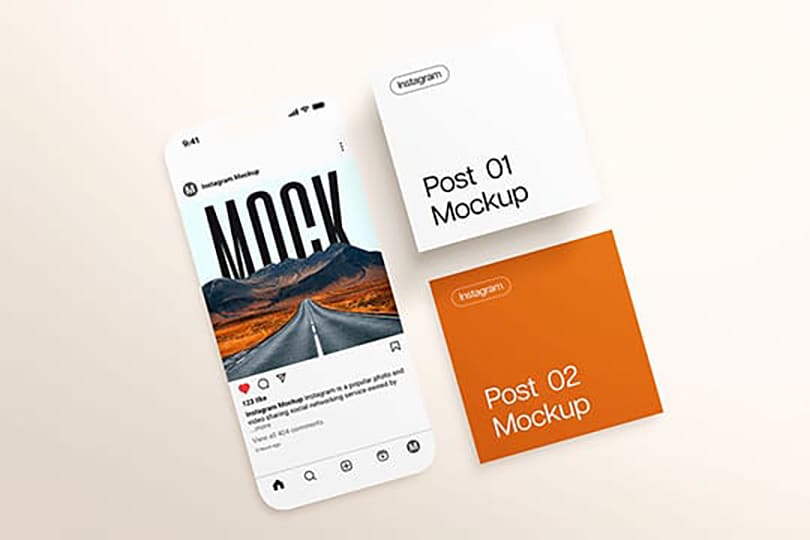 Photoshop Skewed Brand Instagram Post Mockup