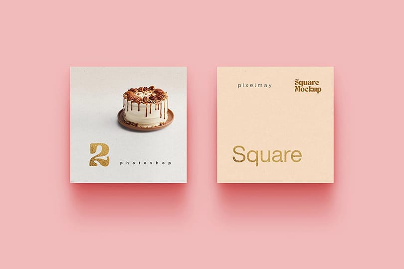 Photoshop Soft Square Mockup with Realistic Shadow & Tea Rose Color