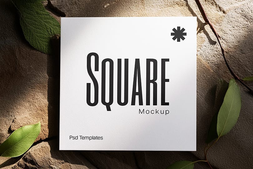 Photoshop Square Paper Mockup On Stone