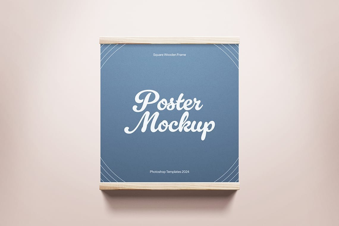 Photoshop Square Wooden Frame Canvas Mockup