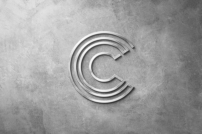 Photoshop Stone C Logo Mockup on Plaster Wall