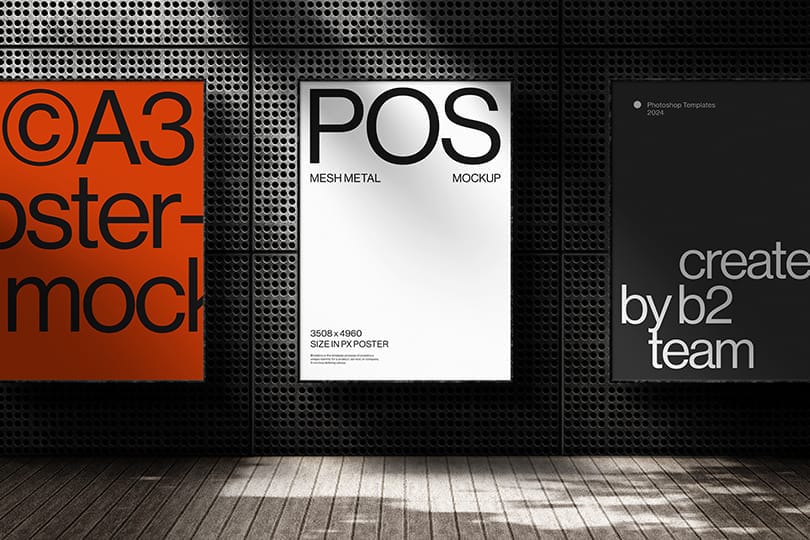 Photoshop Three Frame Poster Mockup