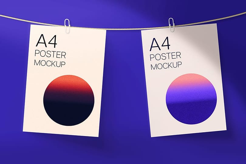 Photoshop Two Hanging Poster Mockup