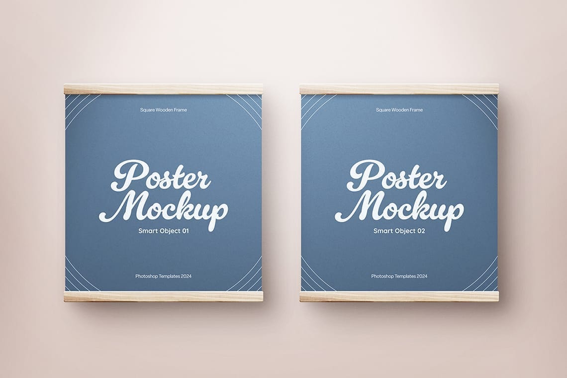 Photoshop Two Square Wooden Frame Canvas Mockup