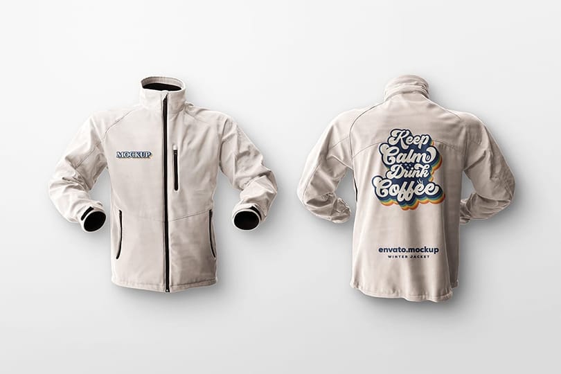 Photoshop Two Winter Jacket Mockup on Ground