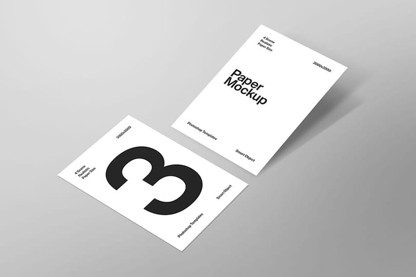 Photoshop Two of White Minimal Paper Mockup