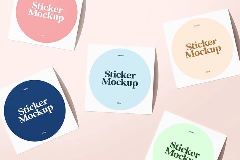 Photoshop Various Sticker Collection Mockup