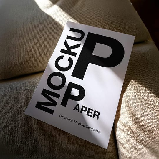 Photoshop White Paper Mockup On Sofa