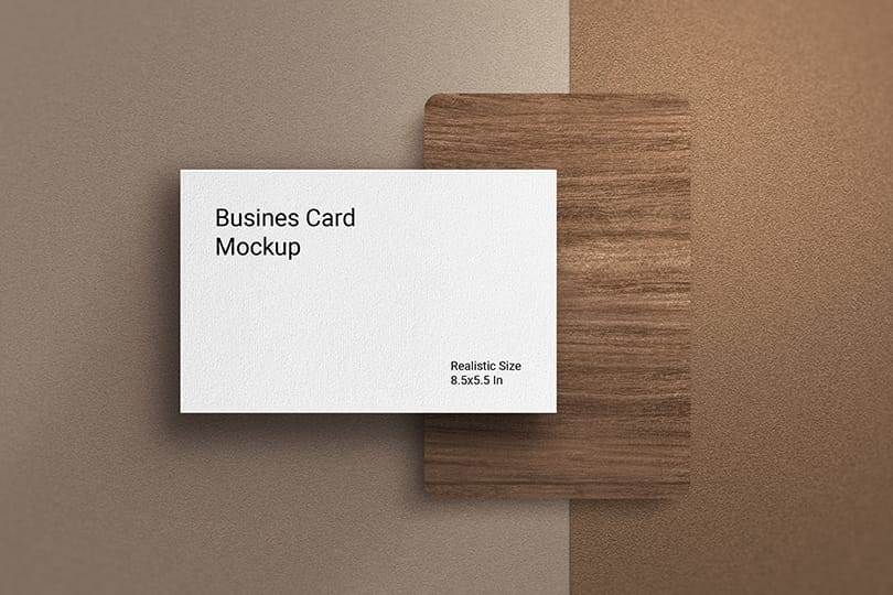 Photoshop Wood Color Basic Business Card Mockup